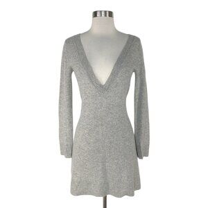 C&C California Sweater 100% Cashmere Knit Tunic V-Neck Gray Mini Size S